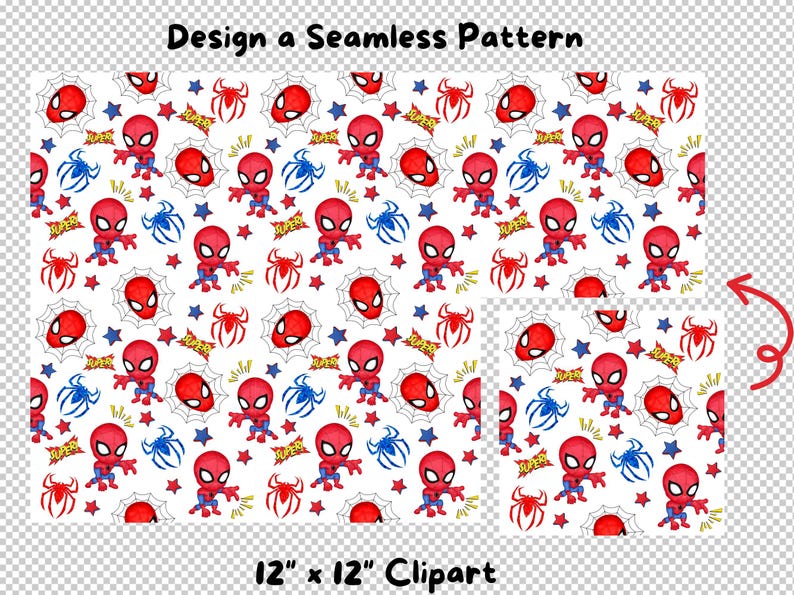 Spider-man Seamless Pattern: Superhero Graphics (digital Download, JPG ...