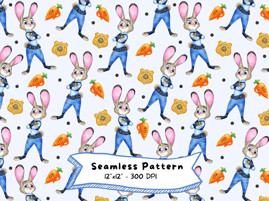 Zootopia Drawing Pattern Zootopia 2 Seamless Pattern, Watercolor Digital Pattern, Judy Hopps, - Etsy