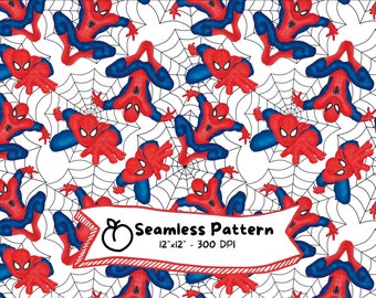 Spider-Man Seamless Pattern, Superhero Design, Digital Download, High Resolution, Instant Download