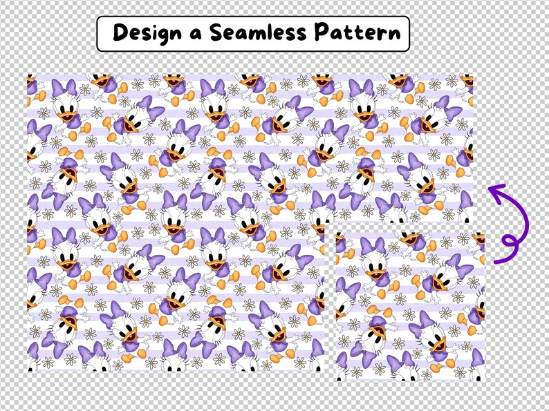 Pattern Daisy Duck Baby Daisy Duck Seamless Pattern, Watercolor Cartoon, Digital Download ...