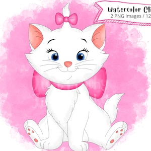 Marie Arisrocats, Hand Drawn Watercolor Clipart, Cute Cartoon Illustration, PNG, Digital Download, Cat Clipart, High Resolution