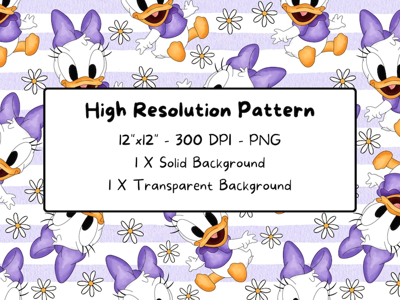 Pattern Daisy Duck Baby Daisy Duck Seamless Pattern, Watercolor Cartoon, Digital Download ...