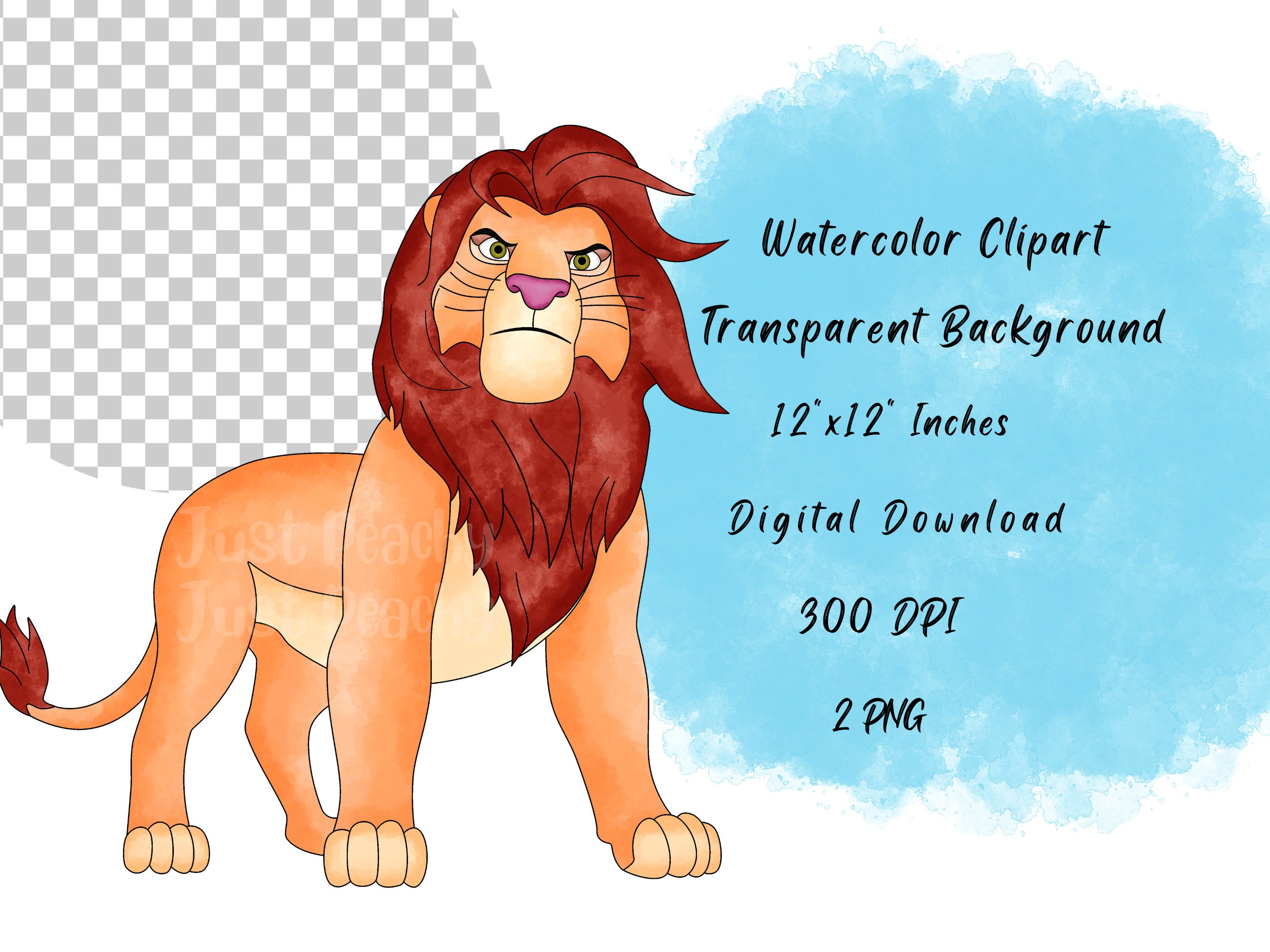 Lion King Hand Drawn Watercolor Clipart Set, PNG, High Resolution ...