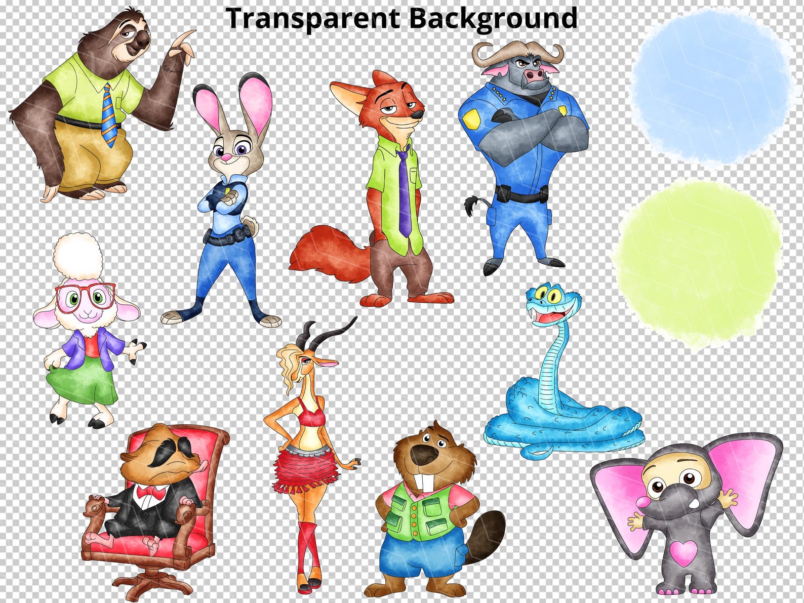 Zootopia Watercolor Clipart Bundle, Judy Hopps, Nick Wilde, Nibbles ...