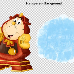 Cogsworth From Beauty and the Beast Hand Drawn Watercolor Clipart Set ...
