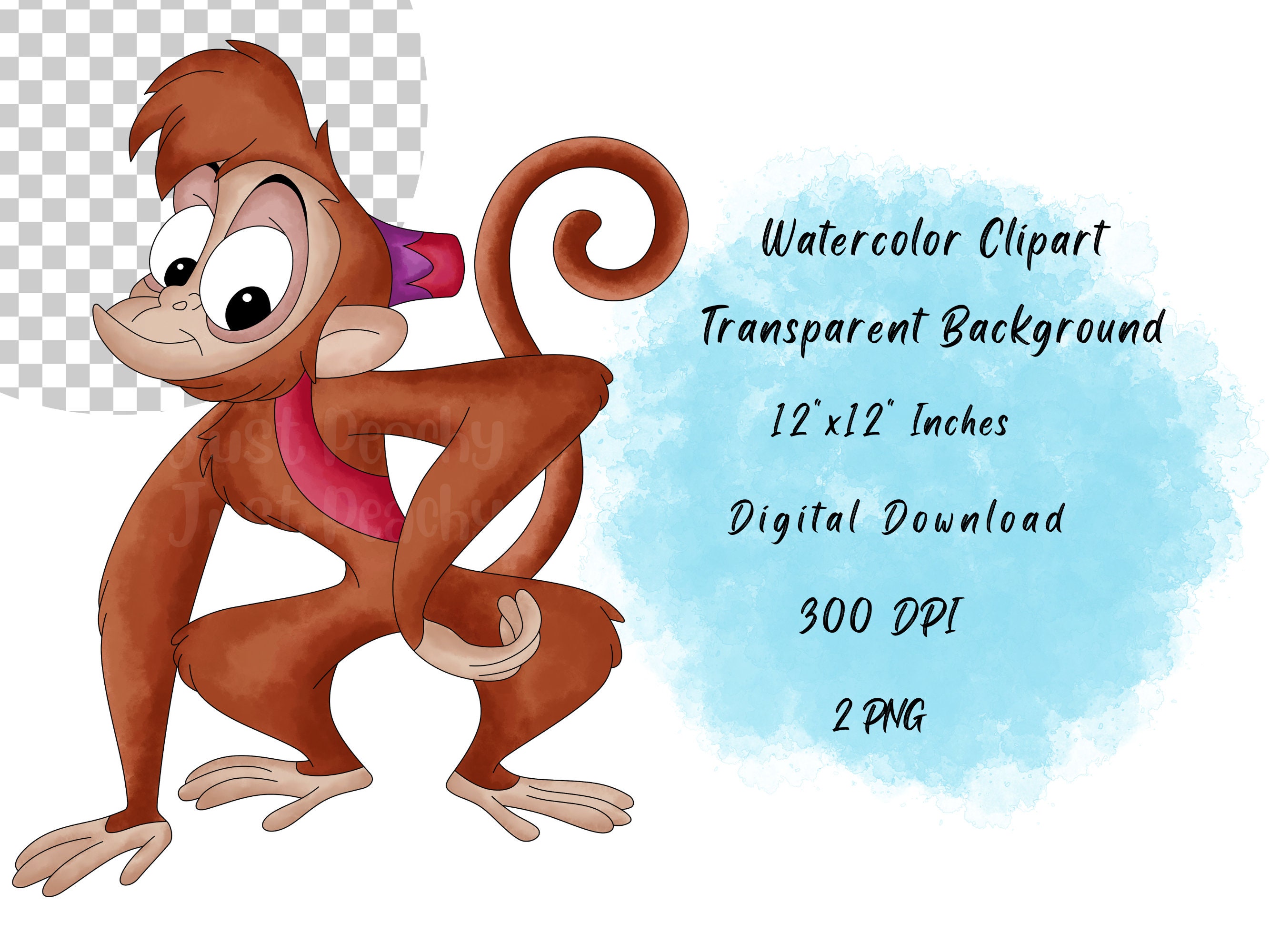 abu-aladdin-watercolor-clipart-cartoon-monkey-illustration-digital