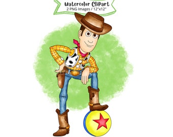 Toy Story Watercolor Clipart: Cartoon Characters PNG (Digital Download)