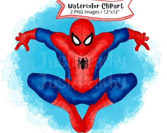 Spiderman Watercolor Clipart: Superhero PNG (Digital Download)