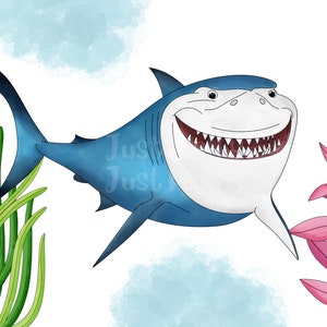 Finding Nemo Watercolor Clipart: Cartoon Ocean Animals (PNG Digital Download) image 7