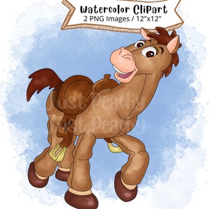 Bullseye Toy Story aquarela clipart, ilustração fofa de desenho animado, amadeirado, Buzz Lightyear, PNG, dinossauro, transparente, desenhado à mão, comercial