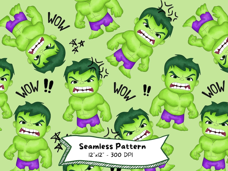 Hulk Seamless Pattern: Superhero Graphics (digital Download, JPG & PNG ...