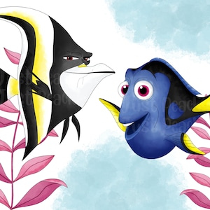 Finding Nemo Watercolor Clipart: Cartoon Ocean Animals (PNG Digital Download) image 5