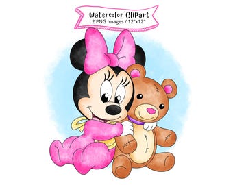 Baby Minnie Mouse aquarel clipartset (PNG-bestanden)