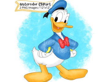 Donald Duck Watercolor Clipart: Cartoon Illustration (PNG)