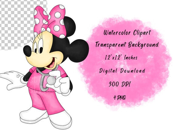 看護師ミニーとミッキーマウスの水彩クリップアート（PNG） - Etsy 日本