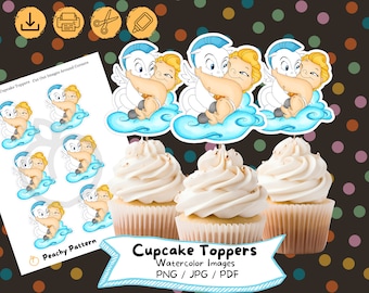 Baby Hercules Cupcake Toppers: Watercolor Birthday Party Decor (Digital Download)
