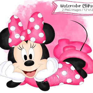 Minnie Mouse, imágenes prediseñadas de acuarela dibujadas a mano, ilustración de dibujos animados lindo, PNG, Minnie Mouse PNG, fondo transparente, Mikey Mouse