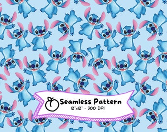 Stitch  Seamless Pattern, Lilo and Stitch,  Digital Download, Cute Cartoon, High Resolution, Instant Download