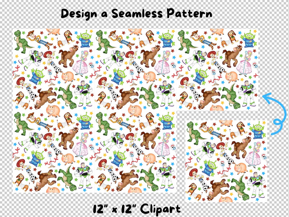 Toy Story Seamless Pattern, Watercolor Digital Pattern, Buzz Lightyear ...