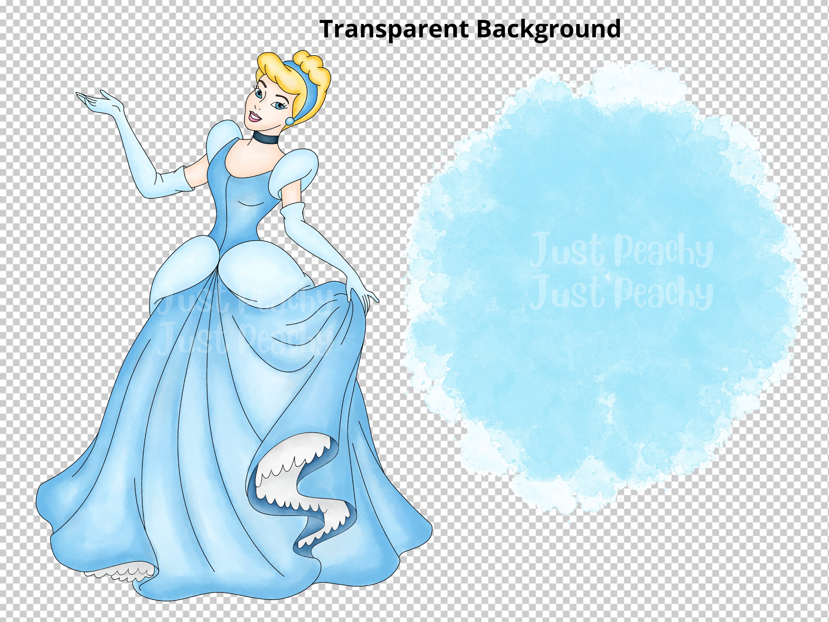 Cinderella Watercolor Clipart, Cute Cartoon PNG (digital Download) - Etsy