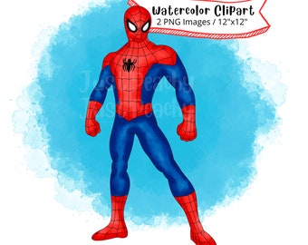 Spiderman Watercolor Clipart: Superhero PNG (Digital Download)