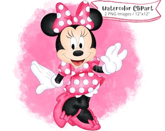 Minnie Mouse Watercolor Clipart: Cartoon Illustration (PNG)