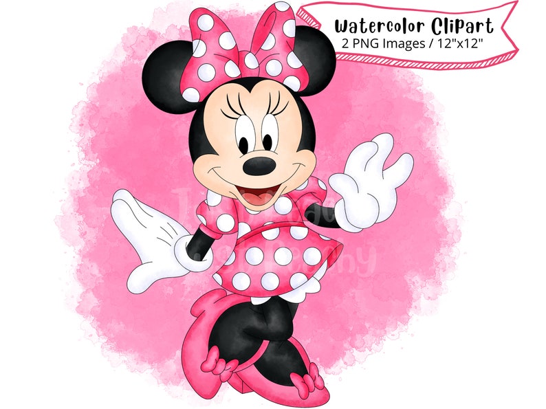 Pode incluir: Clipart de aquarela de um vestido de bolinhas rosa e branco com um la&ccedil;o vermelho em um fundo rosa. A imagem mede 12 polegadas por 12 polegadas.