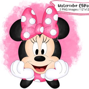 Minnie Mouse, Clipart aquarelle dessinés à la main, illustration de dessin animé mignon, PNG, Minnie Mouse PNG, fond transparent, Mikey Mouse