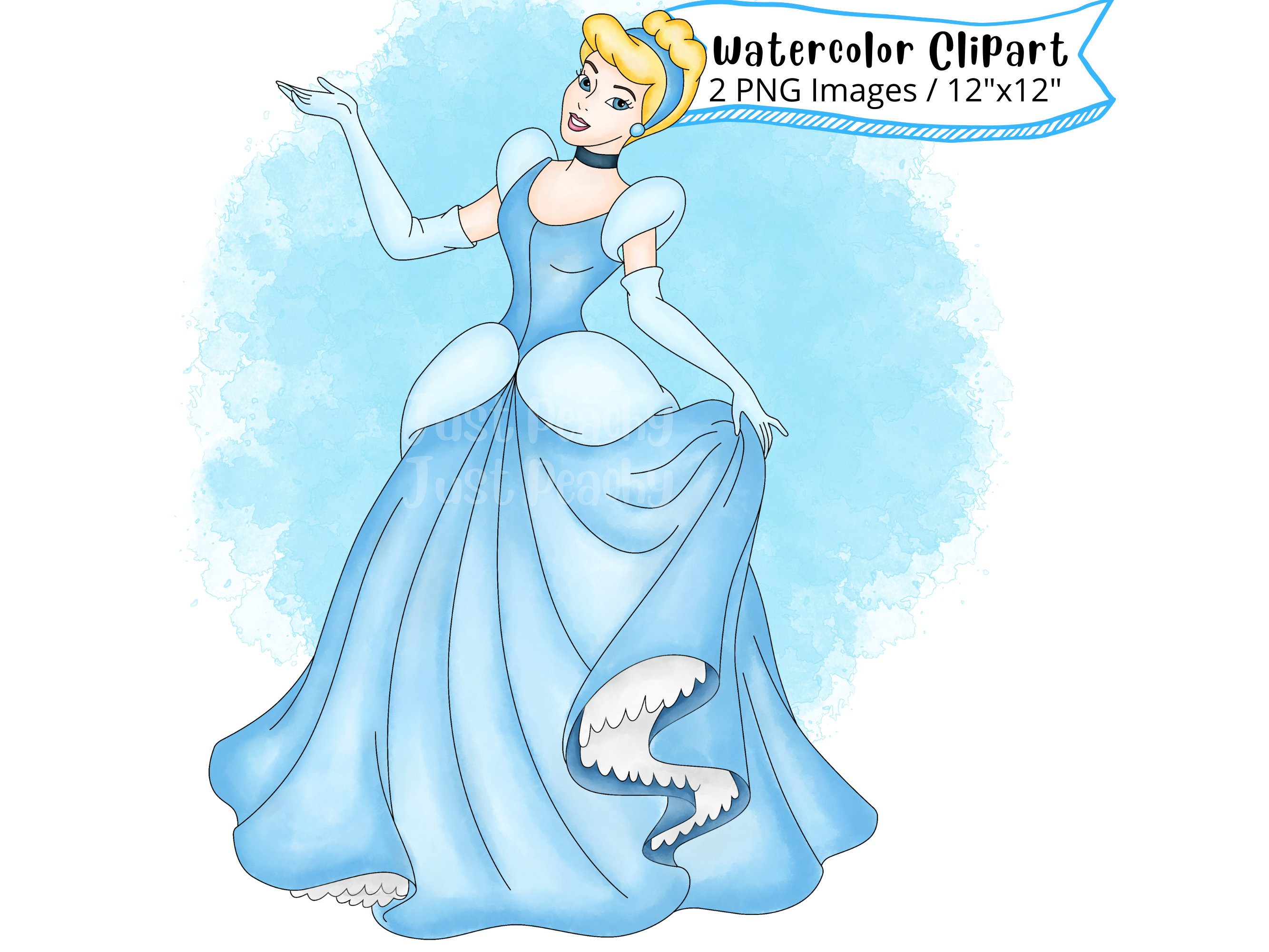 Cinderella Watercolor Clipart, Cute Cartoon PNG (digital Download) - Etsy