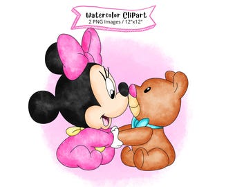 Baby Minnie Mouse aquarel clipartset, cartoon png (digitale download)
