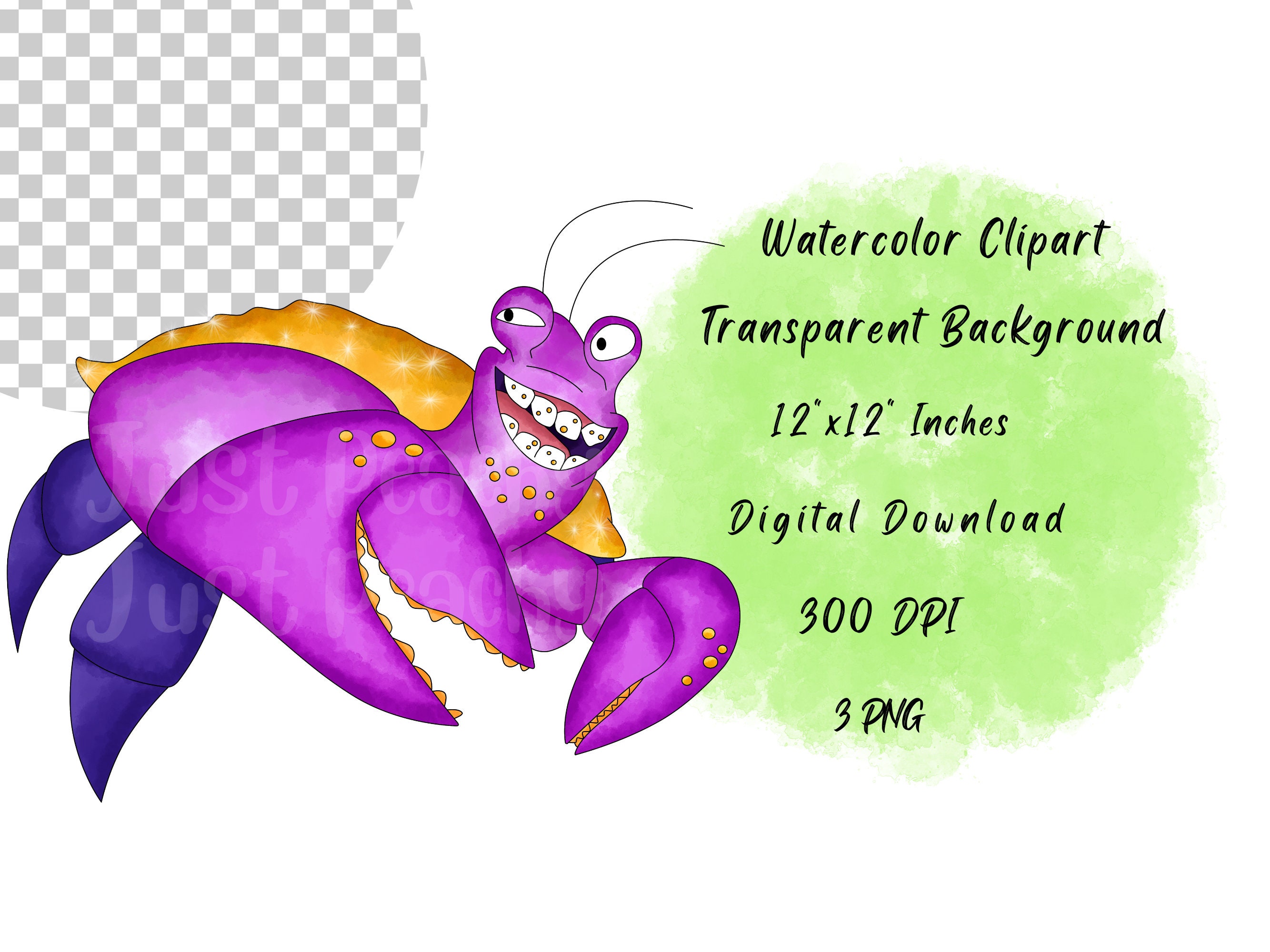 tamatoa-moana-watercolor-clipart-cartoon-crab-illustration-digital