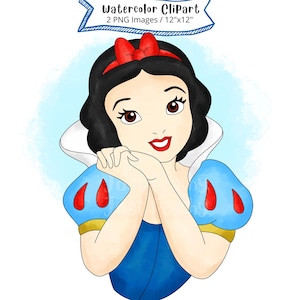 Prinzessin Schneewittchen Aquarell Clipart, handgezeichnet, niedlichen Cartoon, Illustration, PNG, transparent, 300 DPI, hohe Auflösung