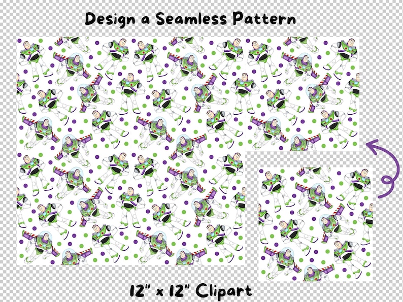 Buzz Lightyear Watercolor Seamless Pattern, Toy Story, High Resolution ...