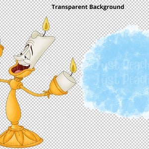 Lumiere From Beauty and the Beast Hand Drawn Watercolor Clipart Set ...