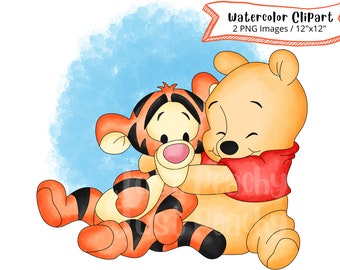 Winnie the Pooh & Tigger Watercolor Clipart Set (Digital Download)