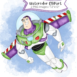 Toy Story Watercolor Clipart, Cute Cartoon Illustration, Buzz Lightyear, Woody, PNG, Dinosaur, Jessie, Transparent, Hand Drawn, Commercial