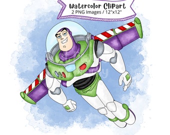 Toy Story Watercolor Clipart: Buzz Lightyear, Woody, Jessie (PNG Digital Download)
