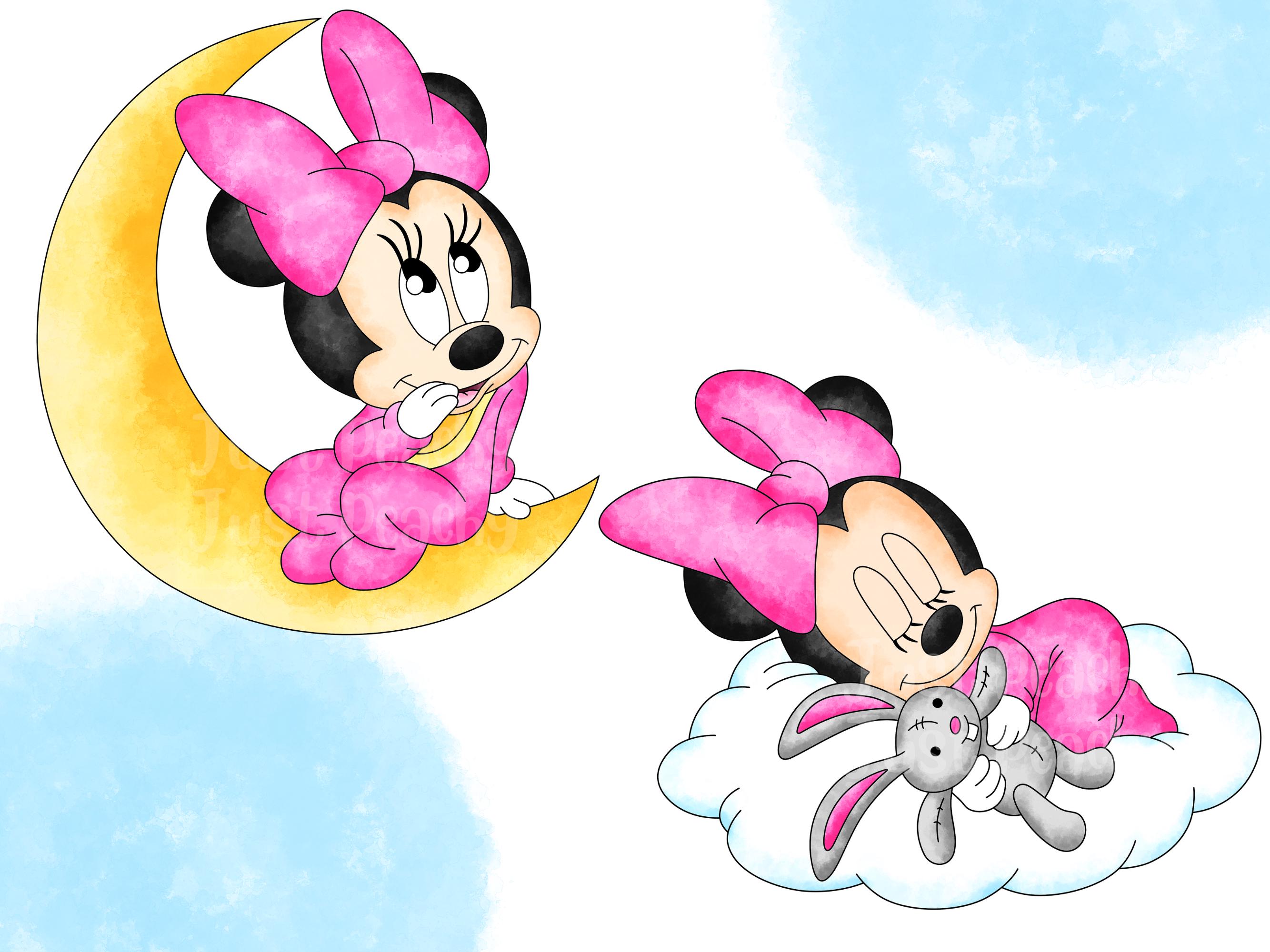 Conjunto de imágenes prediseñadas de acuarela de Minnie Mouse bebé ...