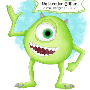 mike von Monsters Inc Aquarell Clipart set, niedliche Cartoon, PNG, hohe Auflösung, transparenter Hintergrund, Hand gezeichnet, hohe Auflösung