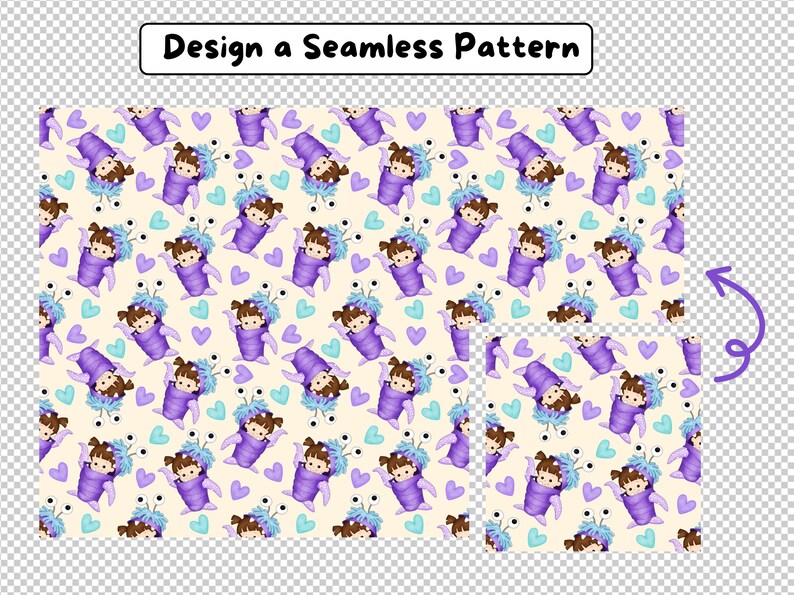 Sully Skin Pattern Monsters Inc. Watercolor Seamless Pattern, Sully, Mike & Boo, Digital ...