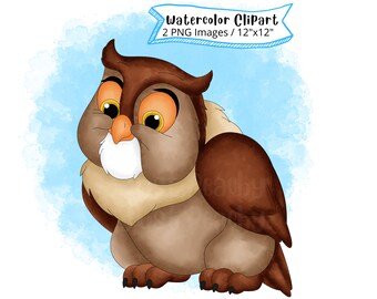 水彩フクロウ PNG バンドル、バンビフレンズデザイン（デジタル