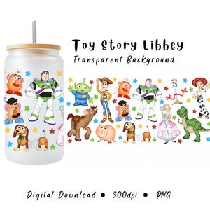 Toy Story-glaspapper, digital sublimering, 473 ml, akvarell, glasmugg, Libbey-mugg bild 2