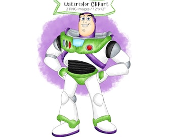 Toy Story Watercolor Clipart: Buzz Lightyear, Woody (PNG Digital Download)