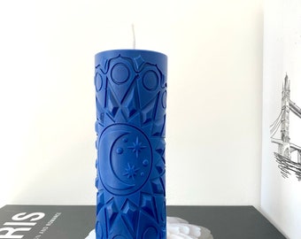 Cylinder Sun Moon Stars Candle| Decorative Candle| Candle Gift| Gift for Her| Pillar Candle| Table Decor| Birthday Gift| Scented Gift