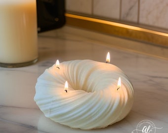 Large Halo 4 or 6 wick soy sculptural candle |Table centrepiece | Christmas wreath  | Donut candle | Christmas gifts | Scented Halo Candle