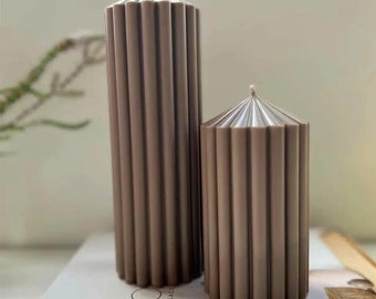 Pillar Pair Set of 2 Soy Candles | Handmade | Pillar Candles | Ribbed Pillar Candles