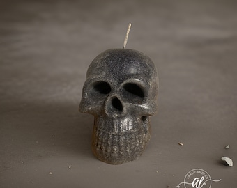 Skull black pillar candle | Halloween | skeleton |gothic candle | decor | scary candle | creepy gift | gifts | handmade