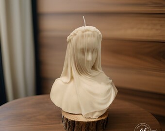 The Veiled Lady candle - Large Sculpture size handmade soy candle.