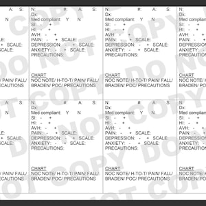 Psych Nurse Report Sheet for 8 patients, Psychiatric Nurse Brain, Behavioral Health Nurse, Mental Health, PDF