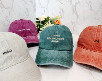 Custom Embroidered Hat , Personalized Dad Cap , Embroidery Logo baseball hat , Your own text monogram , Bachelorette , Small business Merch